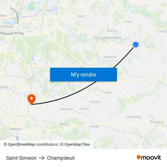 Saint-Simeon to Champdeuil map