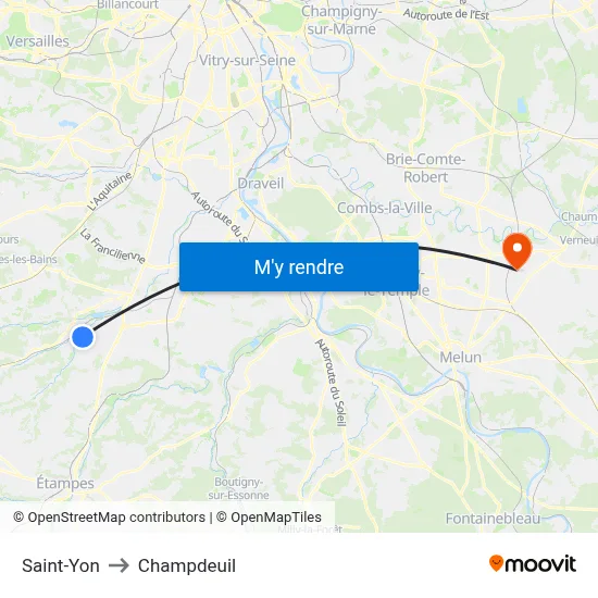 Saint-Yon to Champdeuil map