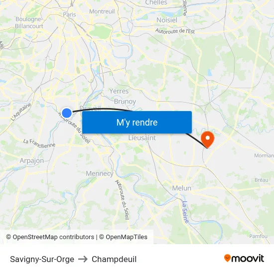 Savigny-Sur-Orge to Champdeuil map