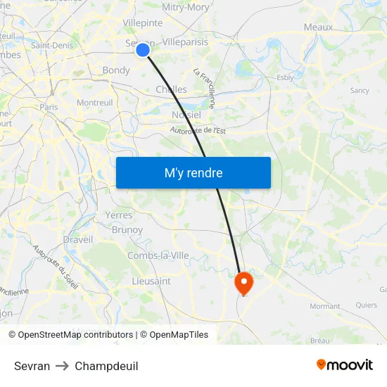 Sevran to Champdeuil map