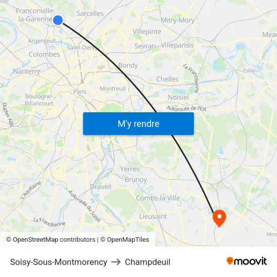 Soisy-Sous-Montmorency to Champdeuil map
