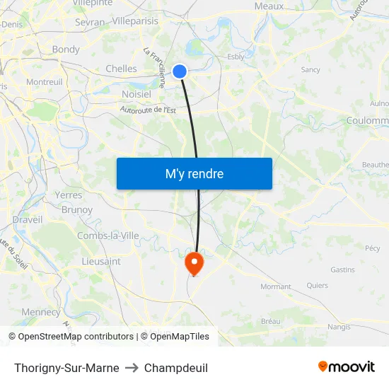 Thorigny-Sur-Marne to Champdeuil map
