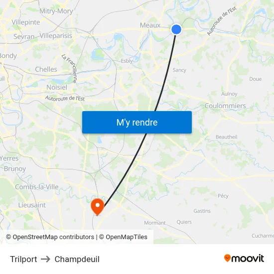 Trilport to Champdeuil map