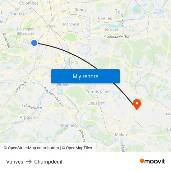 Vanves to Champdeuil map