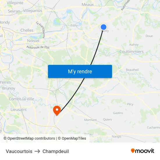 Vaucourtois to Champdeuil map