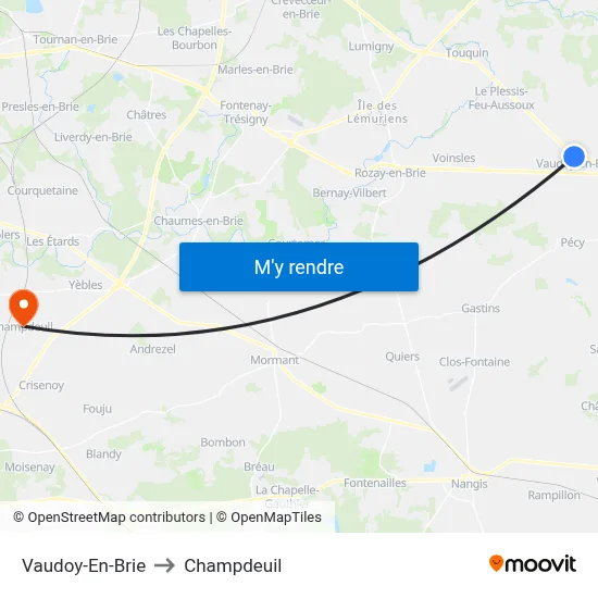 Vaudoy-En-Brie to Champdeuil map