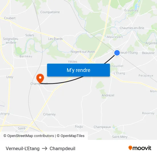 Verneuil-L'Etang to Champdeuil map