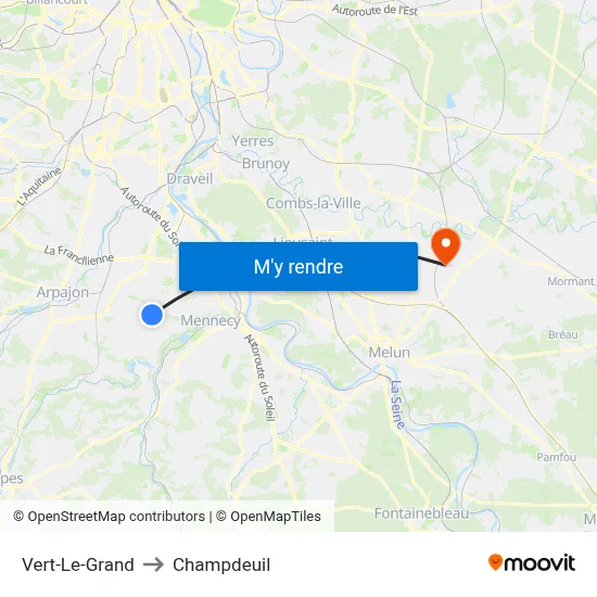 Vert-Le-Grand to Champdeuil map