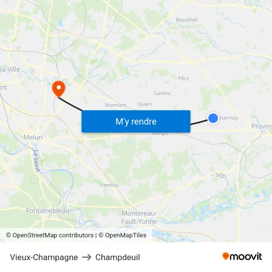 Vieux-Champagne to Champdeuil map