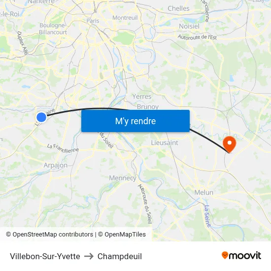 Villebon-Sur-Yvette to Champdeuil map