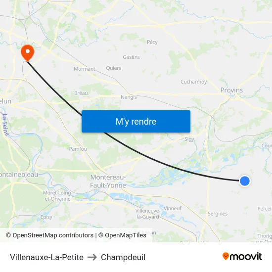 Villenauxe-La-Petite to Champdeuil map