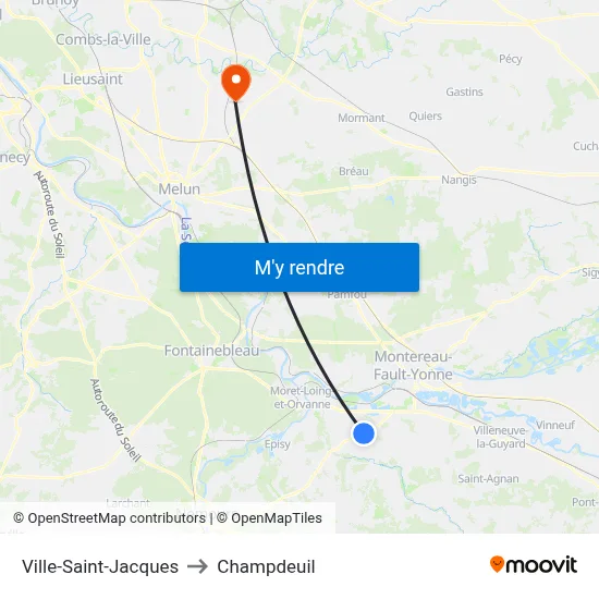 Ville-Saint-Jacques to Champdeuil map