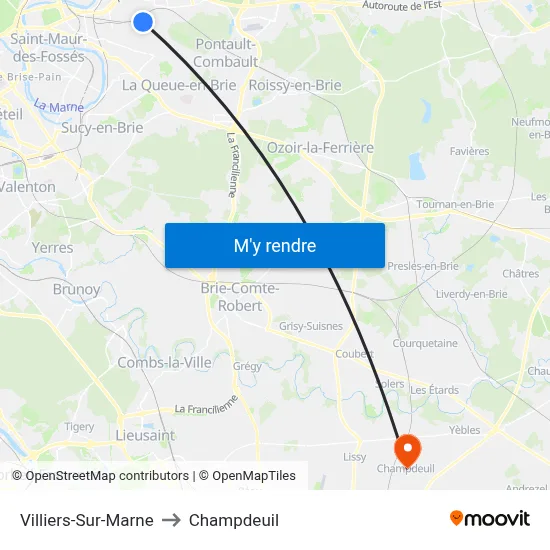 Villiers-Sur-Marne to Champdeuil map