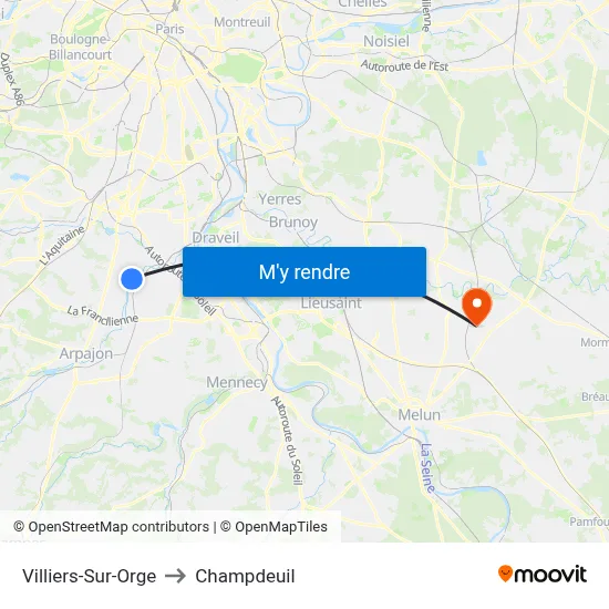 Villiers-Sur-Orge to Champdeuil map