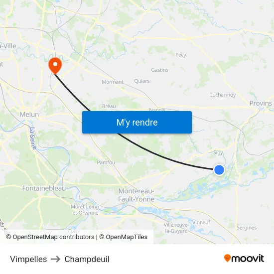 Vimpelles to Champdeuil map