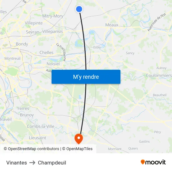 Vinantes to Champdeuil map