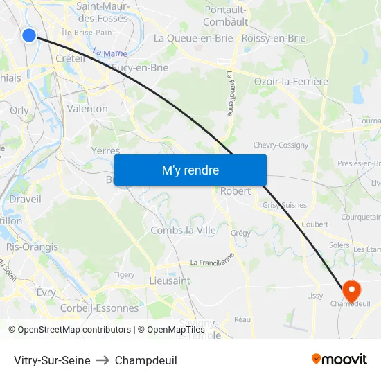 Vitry-Sur-Seine to Champdeuil map