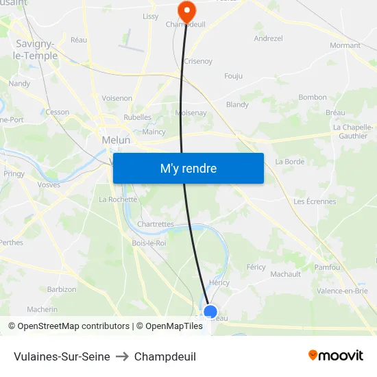 Vulaines-Sur-Seine to Champdeuil map