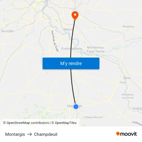 Montargis to Champdeuil map