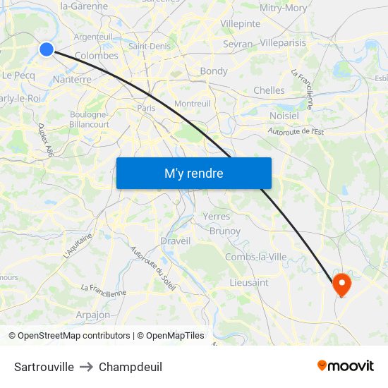 Sartrouville to Champdeuil map