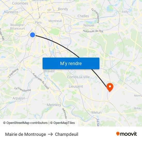 Mairie de Montrouge to Champdeuil map