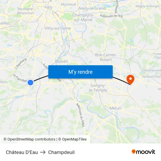 Château D'Eau to Champdeuil map