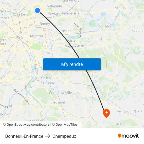 Bonneuil-En-France to Champeaux map