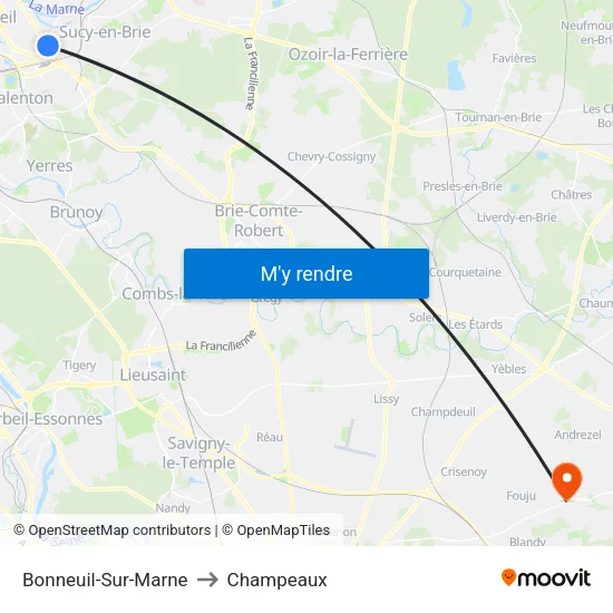 Bonneuil-Sur-Marne to Champeaux map