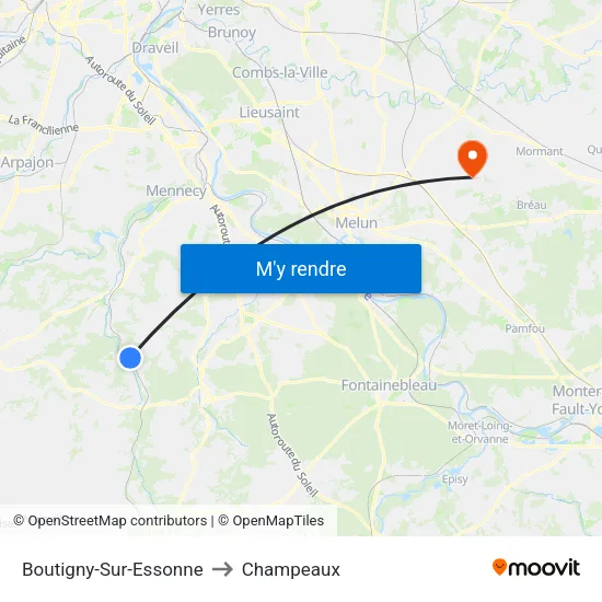 Boutigny-Sur-Essonne to Champeaux map