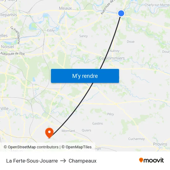 La Ferte-Sous-Jouarre to Champeaux map