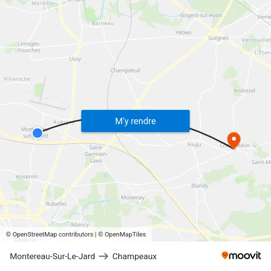 Montereau-Sur-Le-Jard to Champeaux map