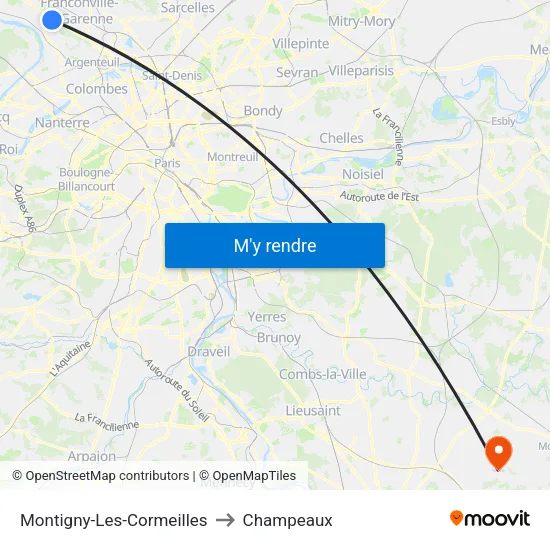 Montigny-Les-Cormeilles to Champeaux map