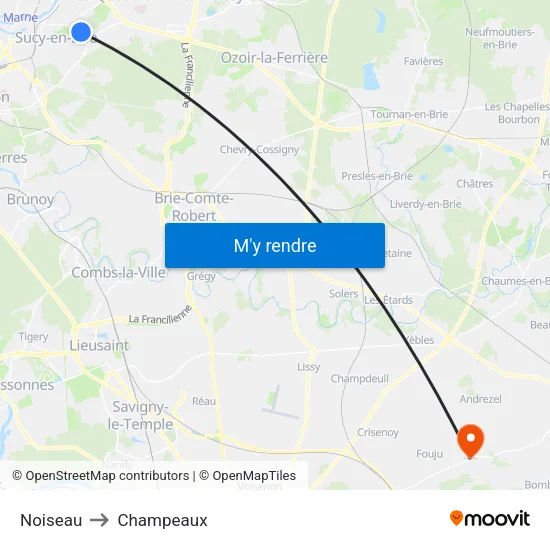Noiseau to Champeaux map