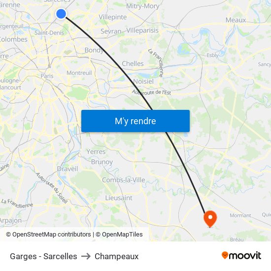 Garges - Sarcelles to Champeaux map