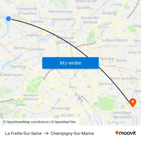 La Frette-Sur-Seine to Champigny-Sur-Marne map