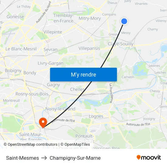 Saint-Mesmes to Champigny-Sur-Marne map