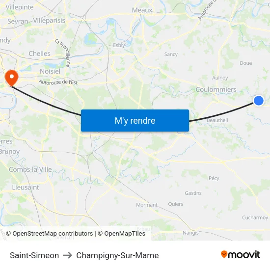 Saint-Simeon to Champigny-Sur-Marne map
