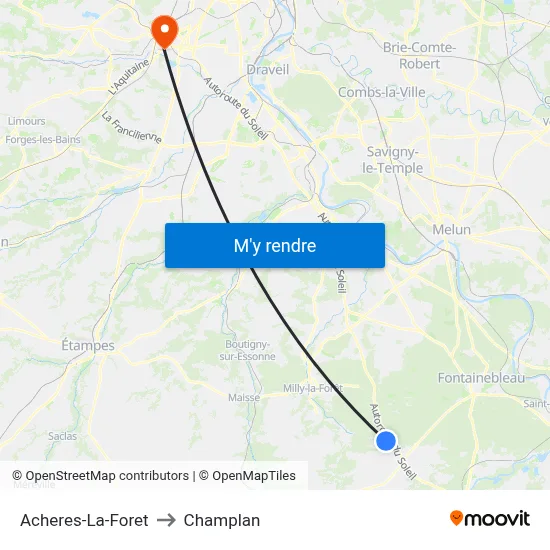 Acheres-La-Foret to Champlan map