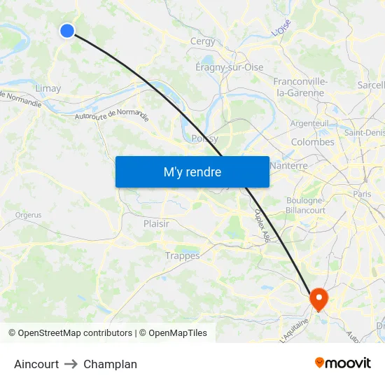 Aincourt to Champlan map