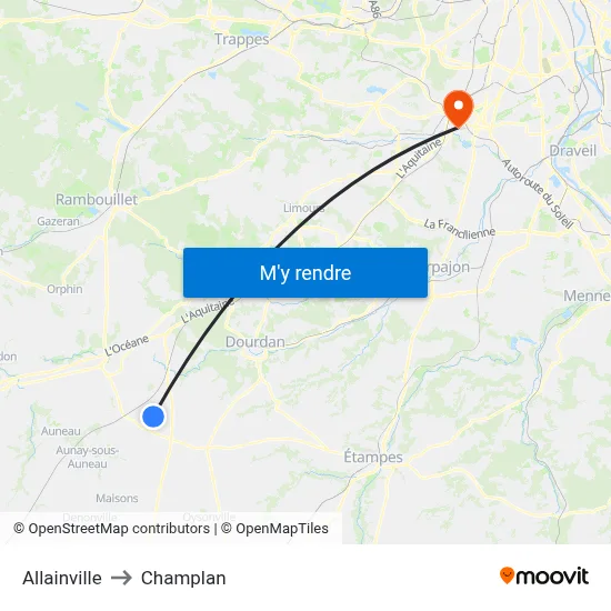 Allainville to Champlan map