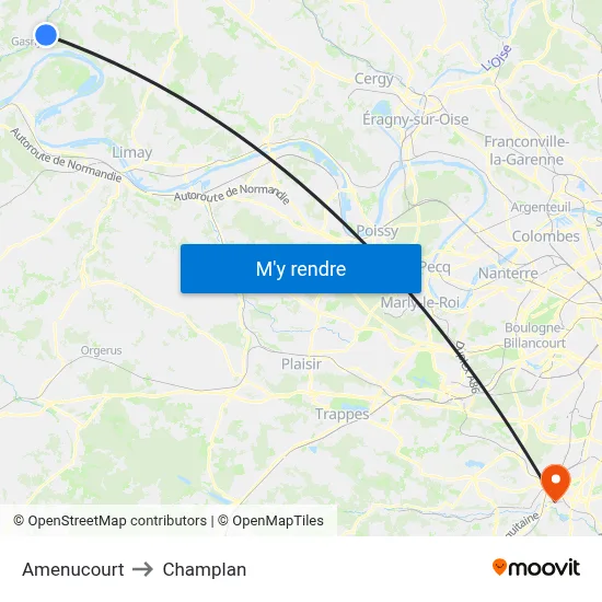 Amenucourt to Champlan map
