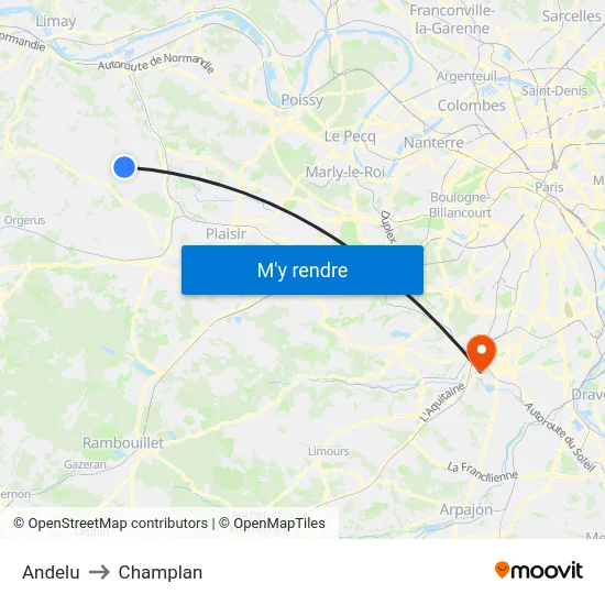Andelu to Champlan map