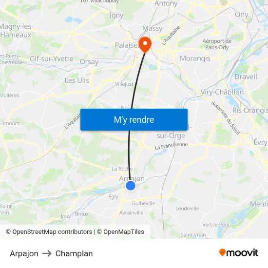 Arpajon to Champlan map