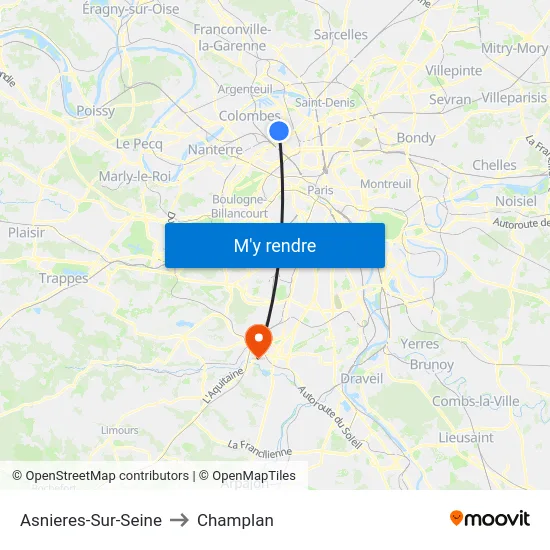 Asnieres-Sur-Seine to Champlan map