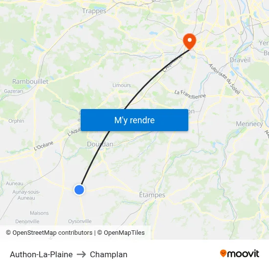 Authon-La-Plaine to Champlan map