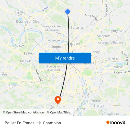 Baillet-En-France to Champlan map