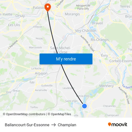 Ballancourt-Sur-Essonne to Champlan map