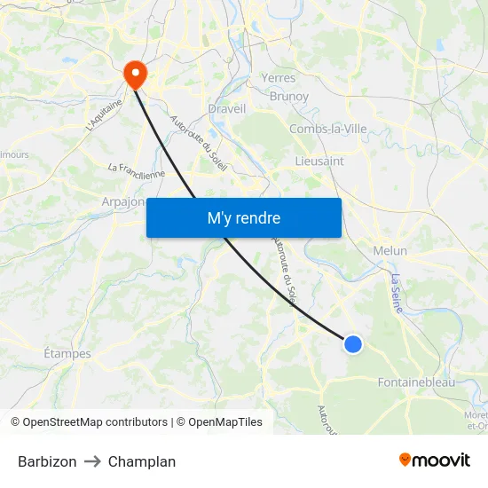 Barbizon to Champlan map