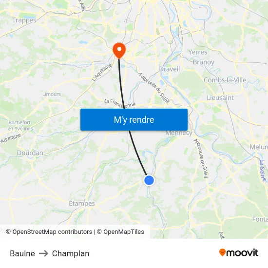 Baulne to Champlan map