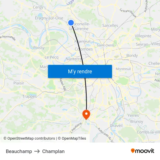 Beauchamp to Champlan map